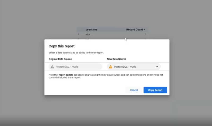 5 - Google Looker Studio "Copy Report" prompt